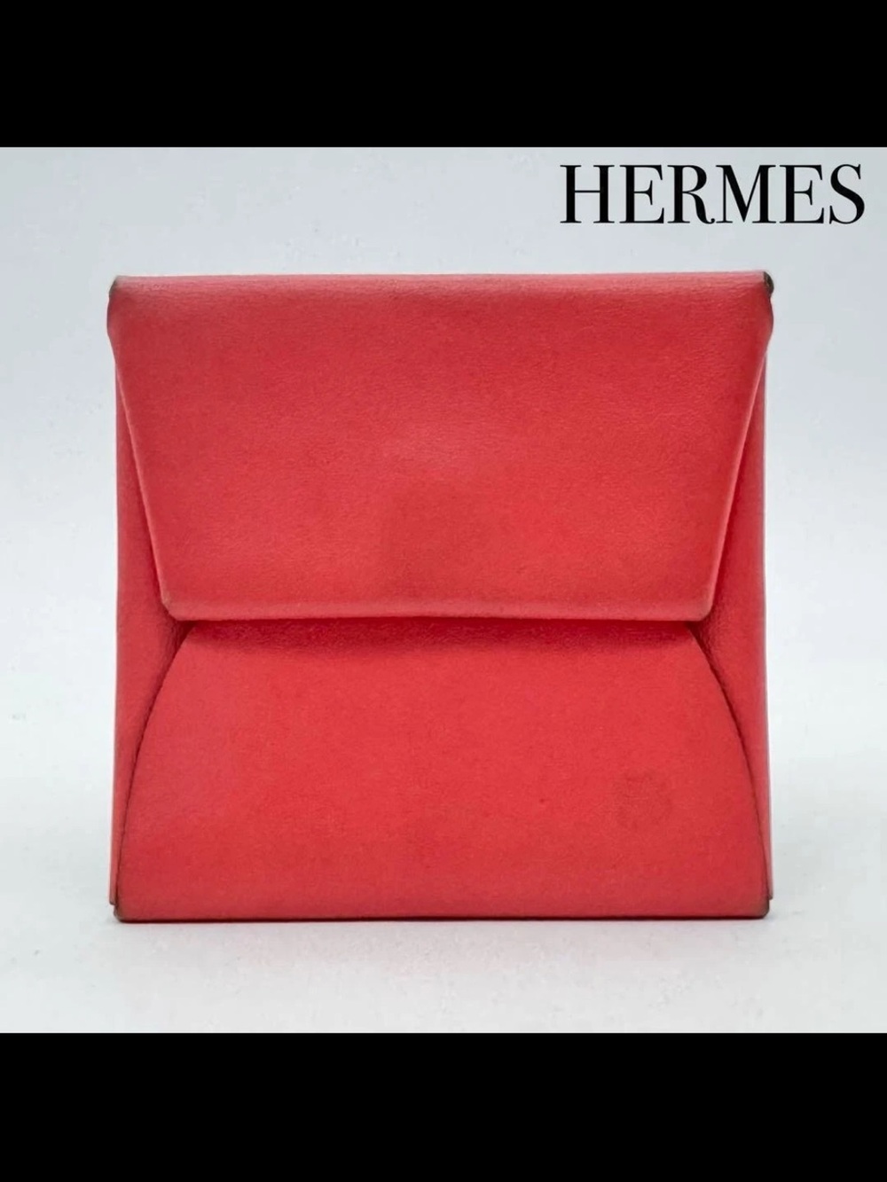 Hermes Coral-Red Leather Envelope Coin Purse